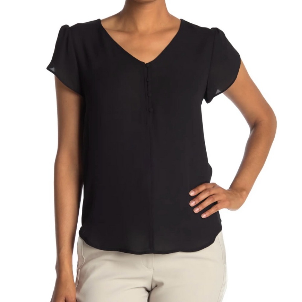 Philosophy Top Women’s Size XS Flutter Sleeve Sheer Chiffon Black